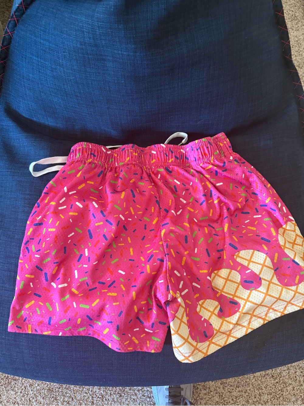 Bright Pink Sprinkle Ice Cream Swim Shorts with Drawstring - Picture 2 of 2